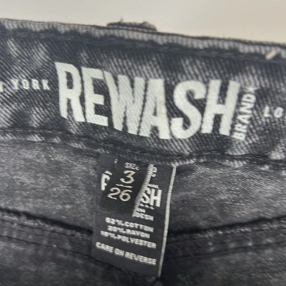Rewash Super High Rise Wide Leg Charcoal  Distressed Jeans Women Sz 3/26